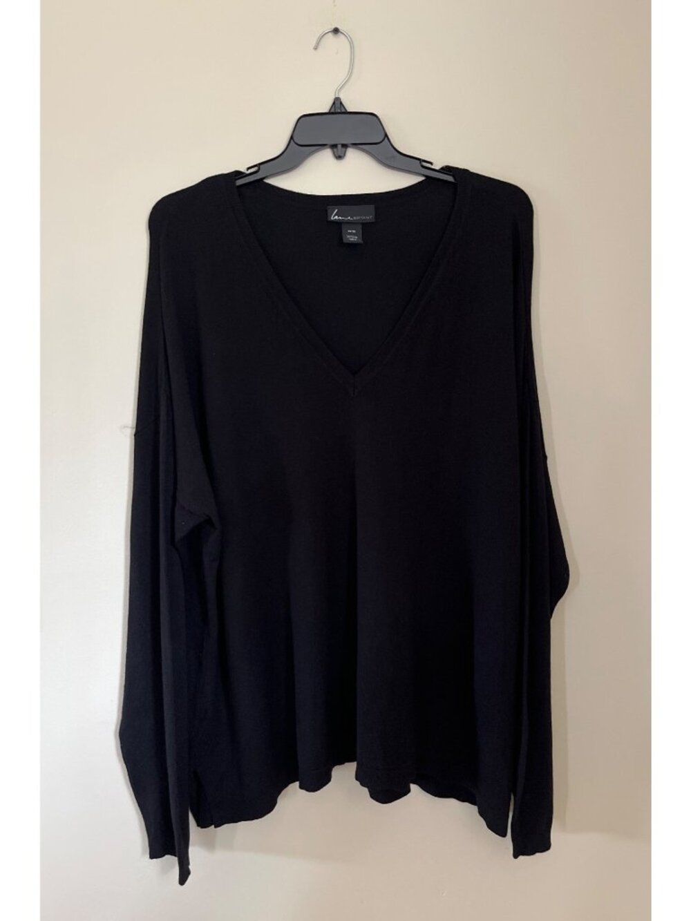 Lane Bryant Womens Size 26/28 Black Long Sleeve Sweater V-Neck